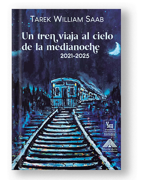 Un tren viaja al cielo de la medianoche